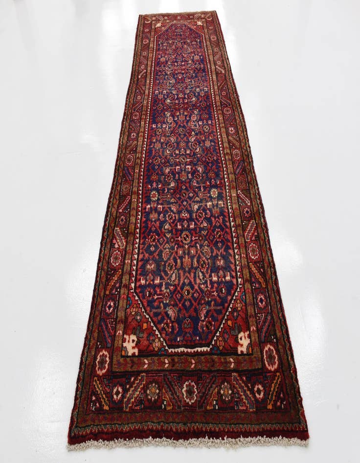 Detail image of 3' 7 x 10' 2 Hand Knotted Hossainabad Persian Wool Runner Rug