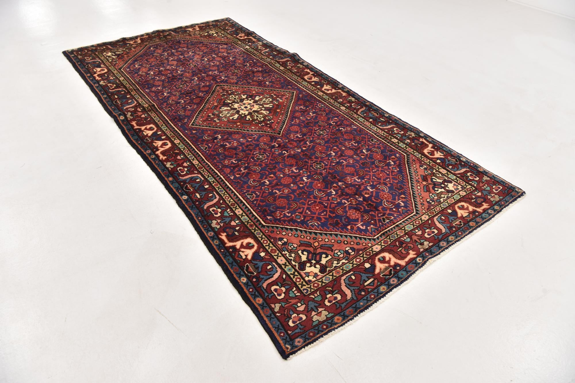4' 10 x 10' 2 Hand Knotted Hossainabad Persian Wool Runner Rug