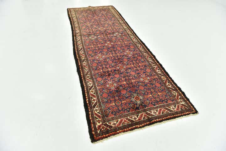 3' 9 x 10' 7 Hand Knotted Hossainabad Persian Wool Runner Rug