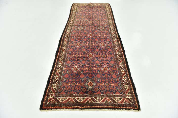 3' 9 x 10' 7 Hand Knotted Hossainabad Persian Wool Runner Rug