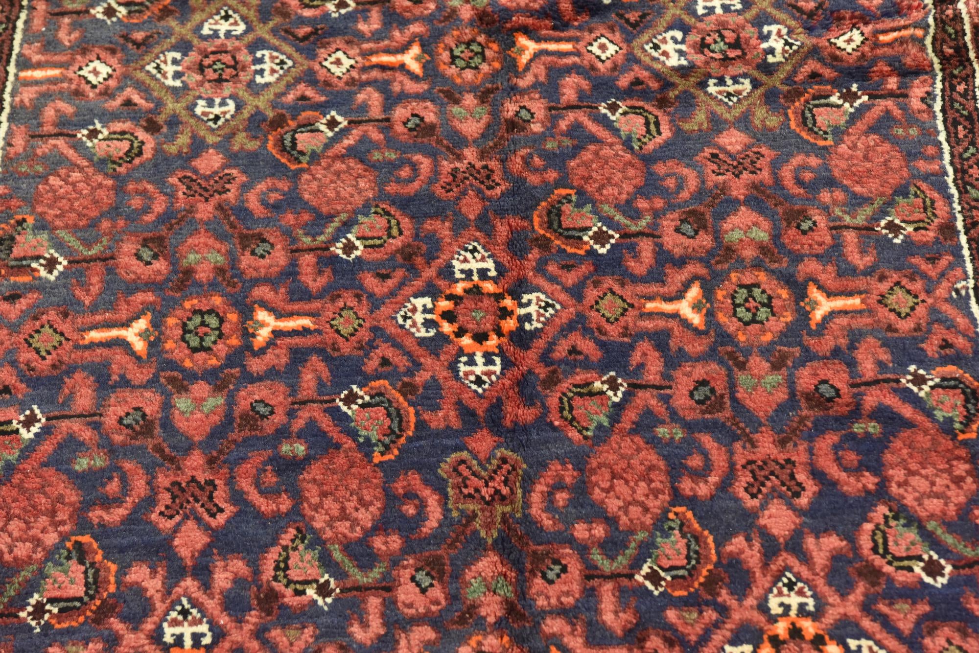 3' 9 x 10' 7 Hand Knotted Hossainabad Persian Wool Runner Rug