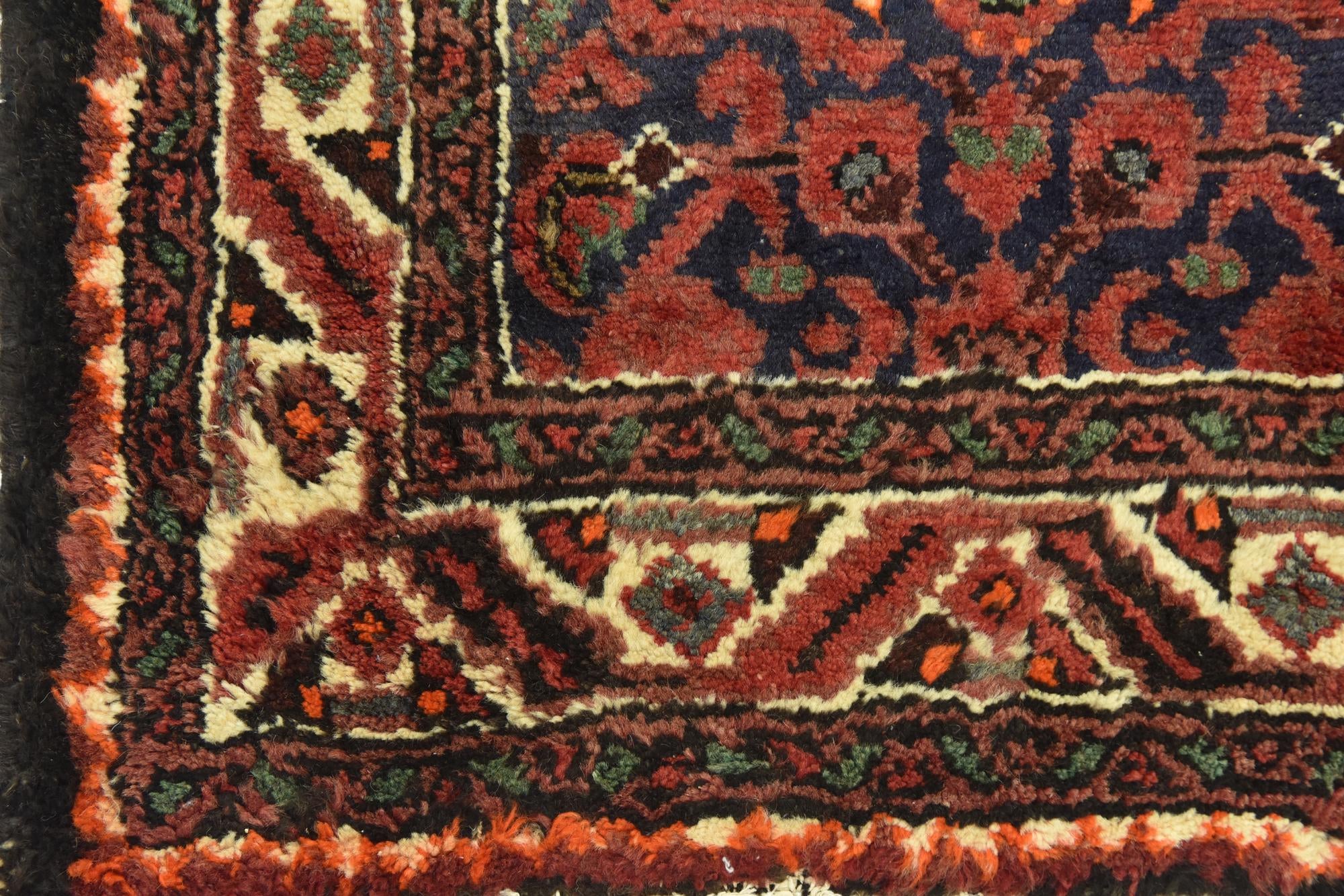 3' 9 x 10' 7 Hand Knotted Hossainabad Persian Wool Runner Rug