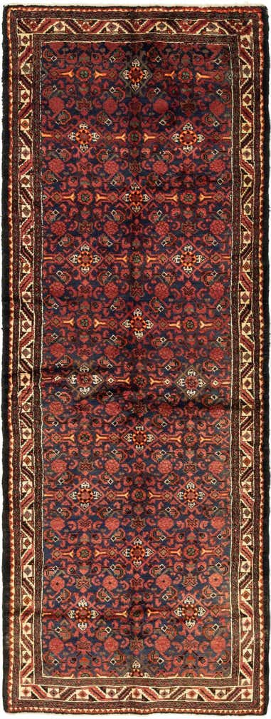 3' 9 x 10' 7 Hand Knotted Hossainabad Persian Wool Runner Rug
