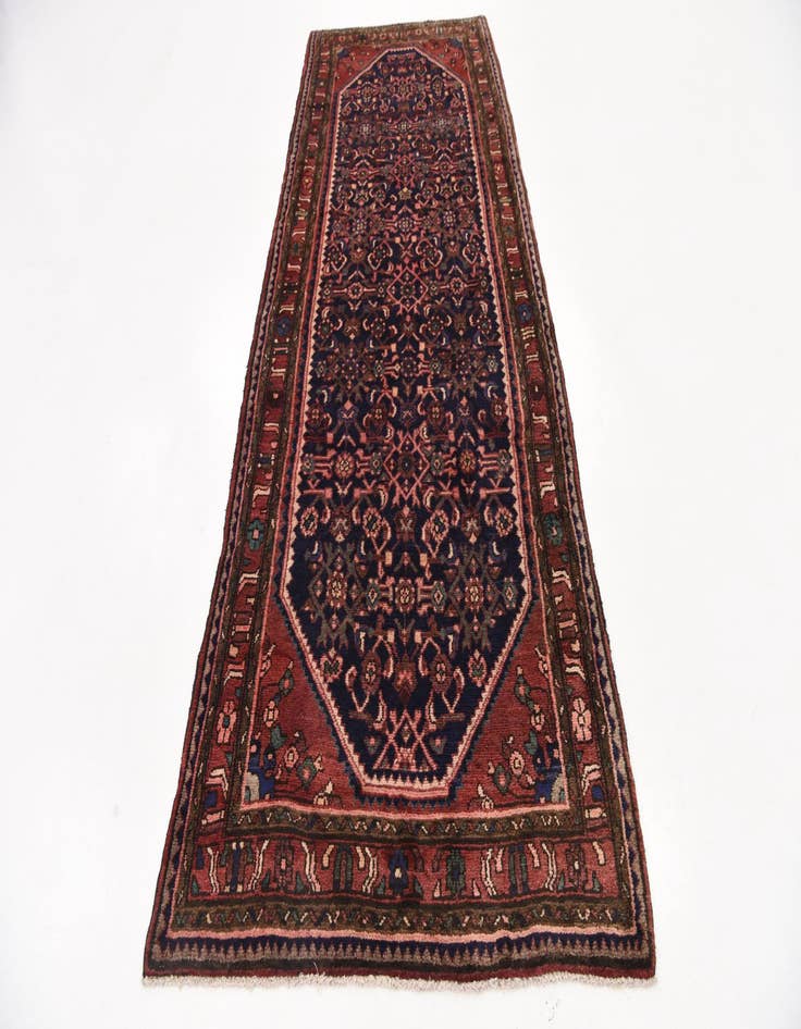 Detail image of 3' 9 x 9' 10  Hand Knotted Hossainabad Persian Wool Runner Rug