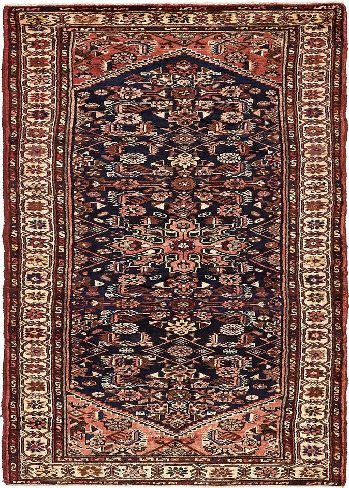 3' 6 x 10' 4 Hand Knotted Hossainabad Persian Wool Runner Rug