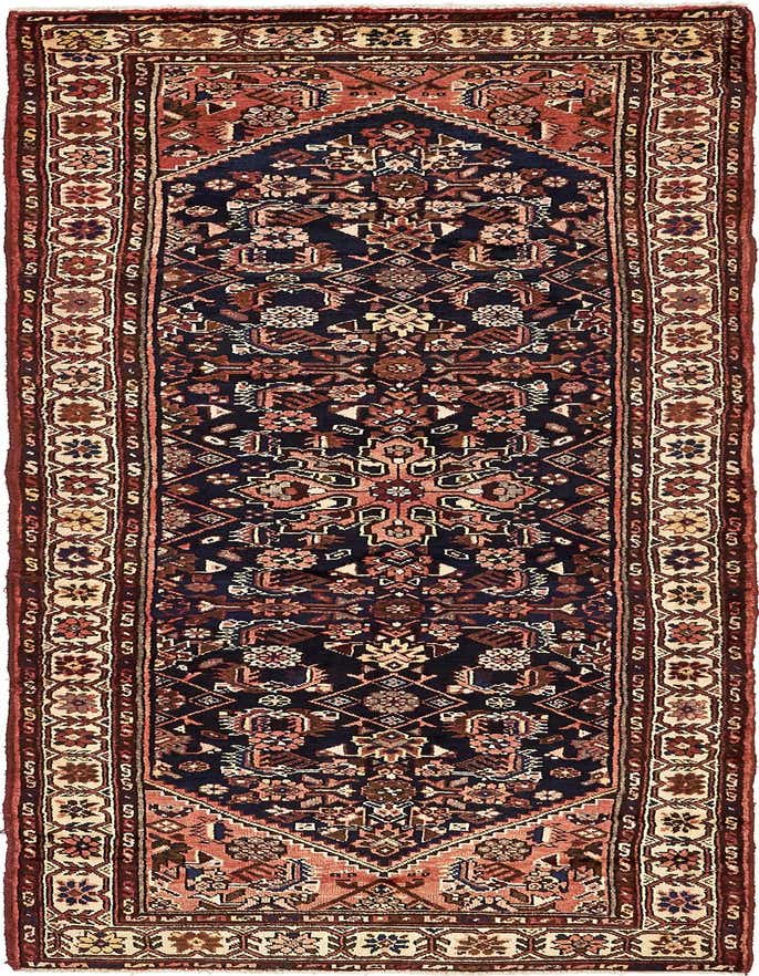 3' 6 x 10' 4 Hand Knotted Hossainabad Persian Wool Runner Rug