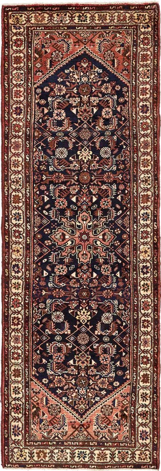 Detail image of 3' 6 x 10' 4 Hand Knotted Hossainabad Persian Wool Runner Rug
