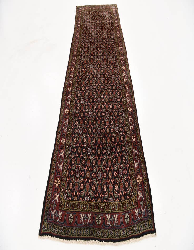 Detail image of 3' 4 x 9' 9  Hand Knotted Hossainabad Persian Wool Runner Rug