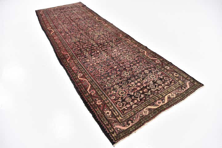 3' 8 x 11' 2 Hand Knotted Hossainabad Persian Wool Runner Rug