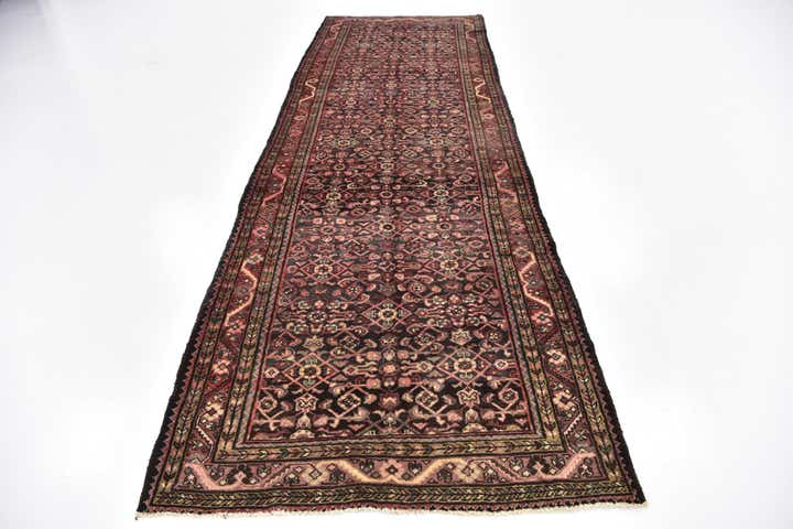 3' 8 x 11' 2 Hand Knotted Hossainabad Persian Wool Runner Rug