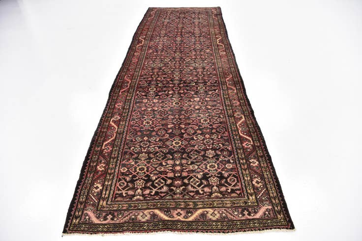 Detail image of 3' 8 x 11' 2 Hand Knotted Hossainabad Persian Wool Runner Rug