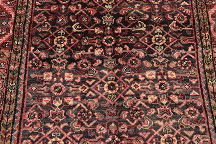 3' 8 x 11' 2 Hand Knotted Hossainabad Persian Wool Runner Rug