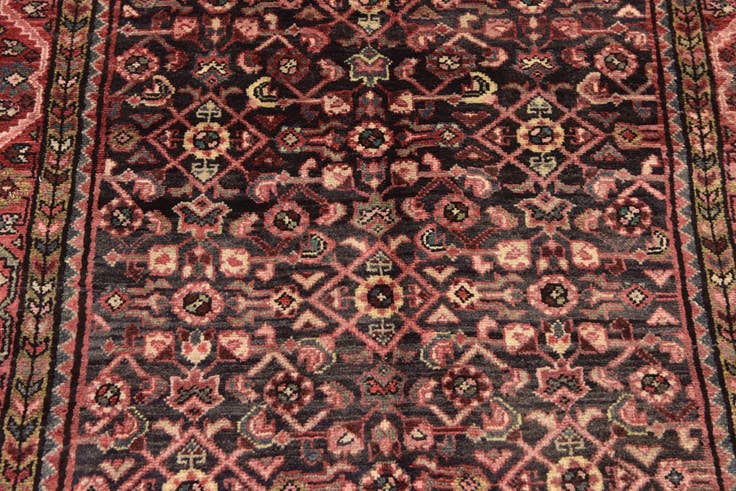 Detail image of 3' 8 x 11' 2 Hand Knotted Hossainabad Persian Wool Runner Rug