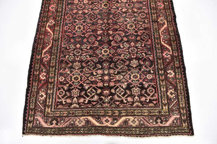 3' 8 x 11' 2 Hand Knotted Hossainabad Persian Wool Runner Rug