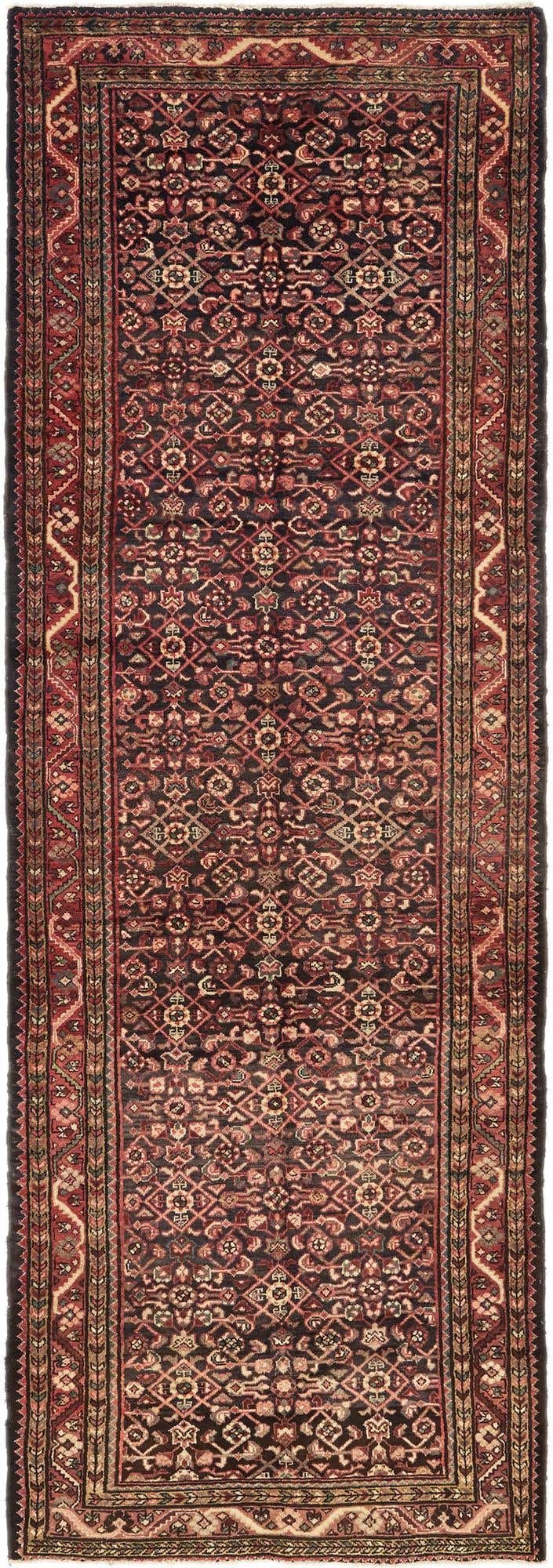 3' 8 x 11' 2 Hand Knotted Hossainabad Persian Wool Runner Rug