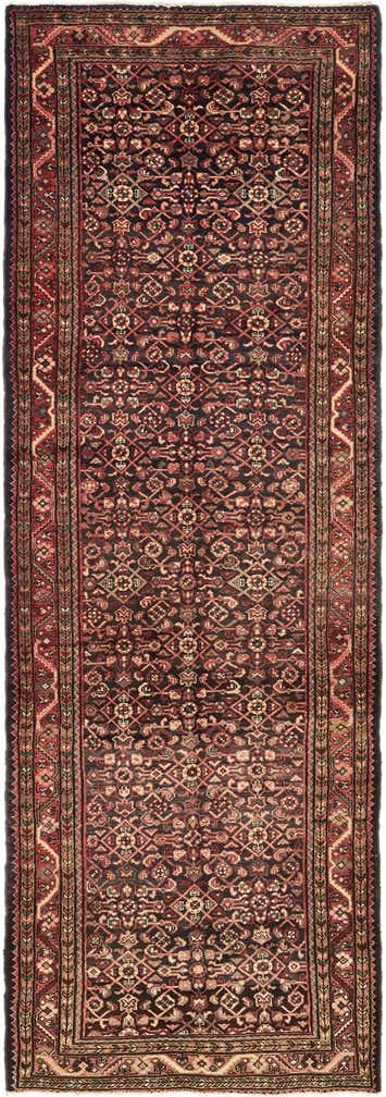 3' 8 x 11' 2 Hand Knotted Hossainabad Persian Wool Runner Rug