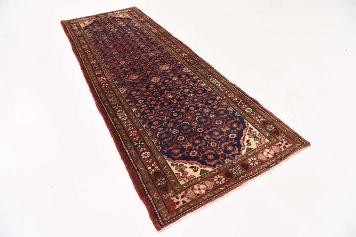 3' 7 x 10' 1 Hand Knotted Hossainabad Persian Wool Runner Rug