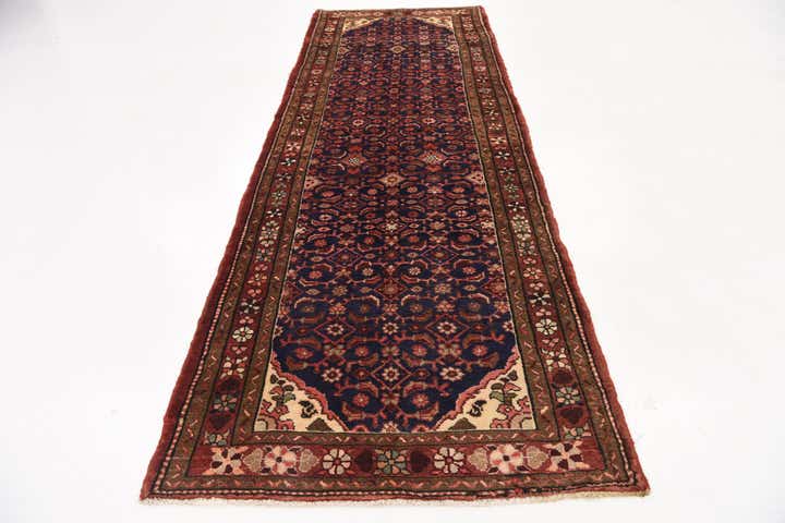 3' 7 x 10' 1 Hand Knotted Hossainabad Persian Wool Runner Rug