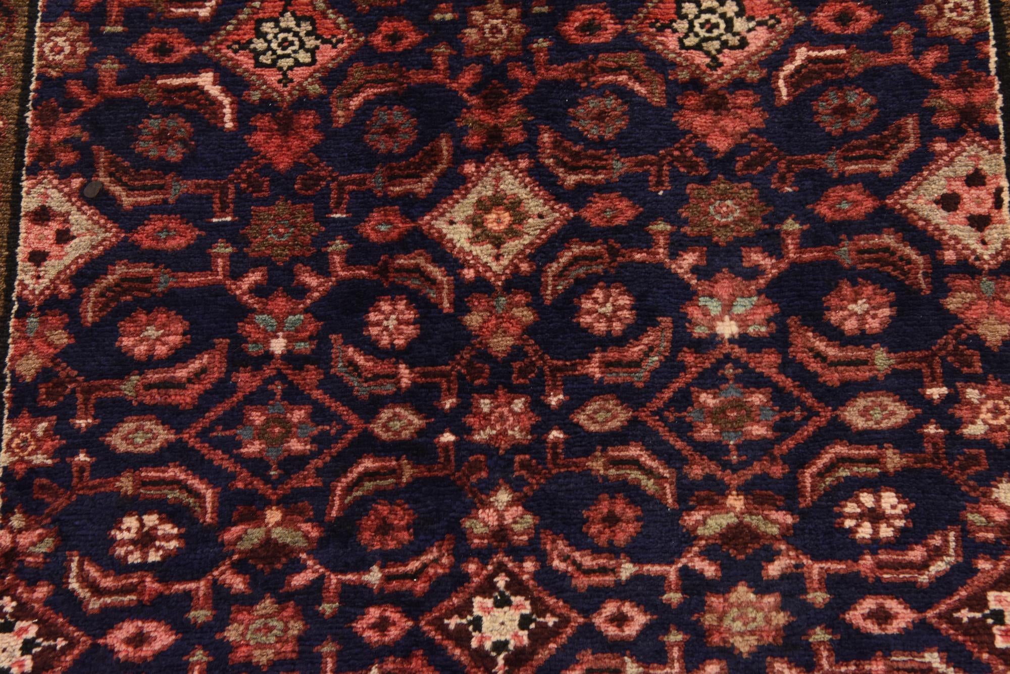 3' 7 x 10' 1 Hand Knotted Hossainabad Persian Wool Runner Rug