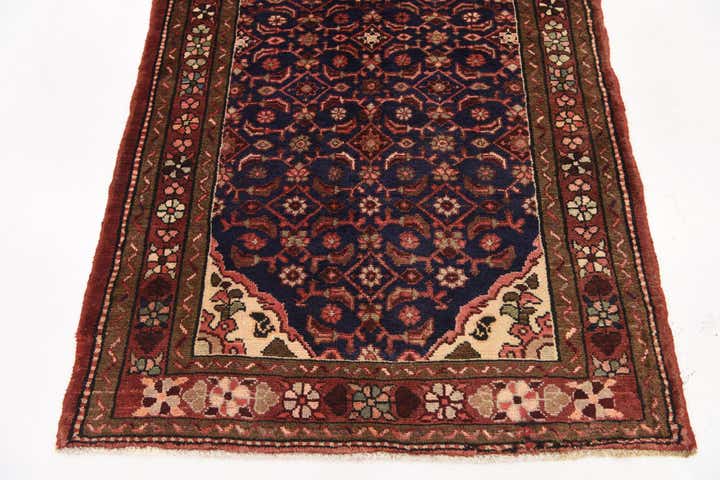 3' 7 x 10' 1 Hand Knotted Hossainabad Persian Wool Runner Rug