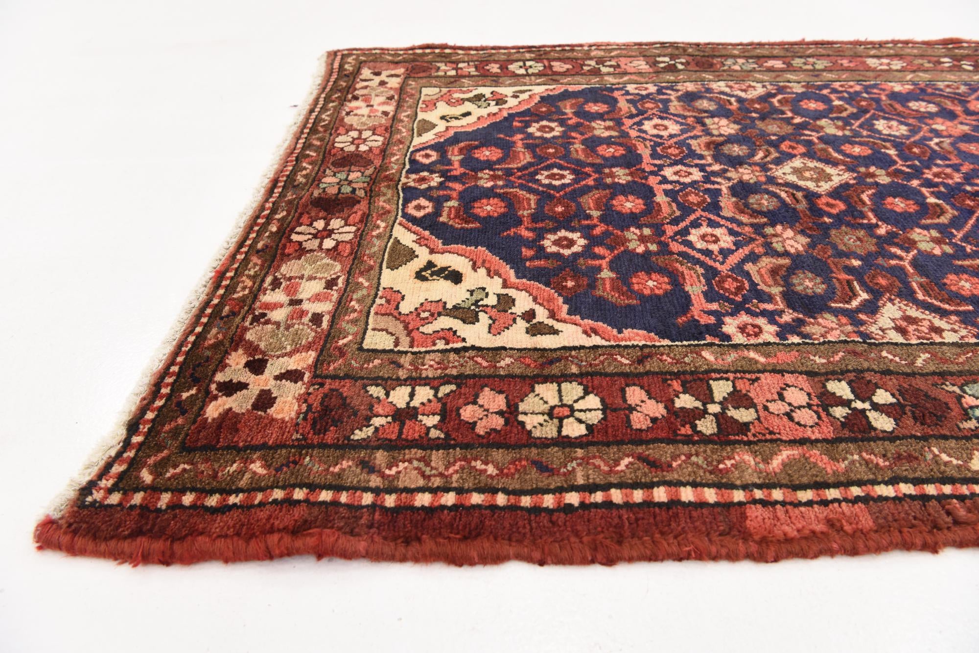 3' 7 x 10' 1 Hand Knotted Hossainabad Persian Wool Runner Rug