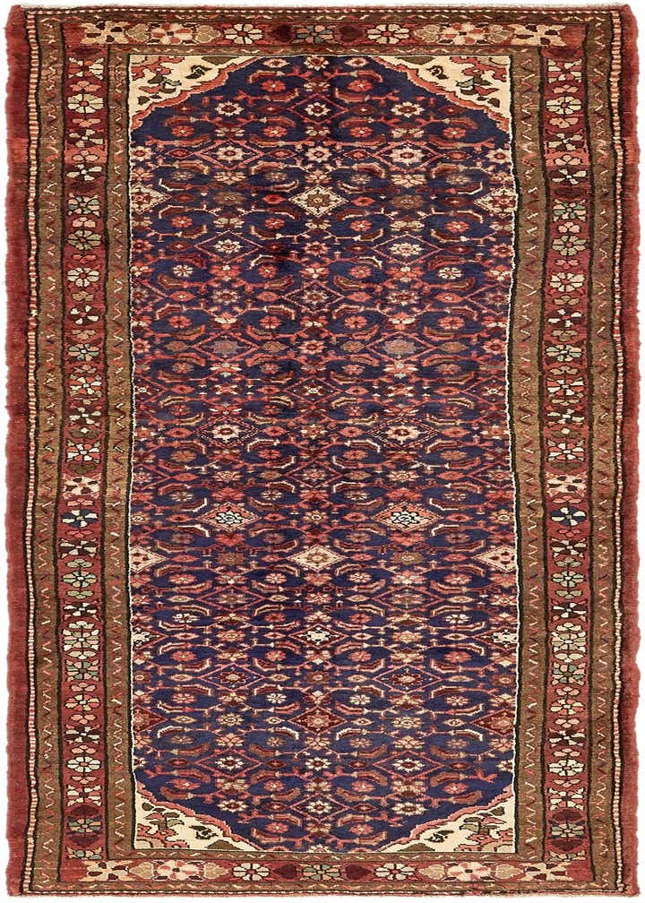 3' 7 x 10' 1 Hand Knotted Hossainabad Persian Wool Runner Rug