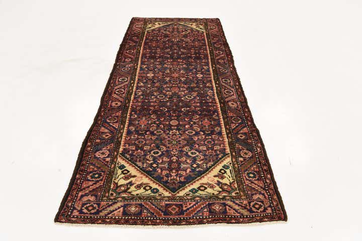 3' 5 x 9' 8 Hand Knotted Hossainabad Persian Wool Runner Rug