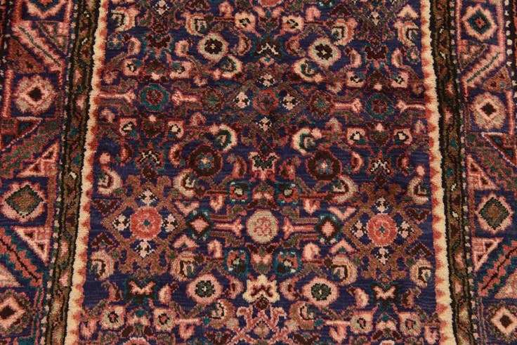 Detail image of 3' 5 x 9' 8 Hand Knotted Hossainabad Persian Wool Runner Rug