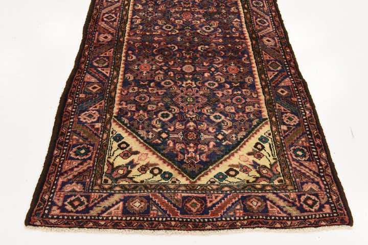 3' 5 x 9' 8 Hand Knotted Hossainabad Persian Wool Runner Rug