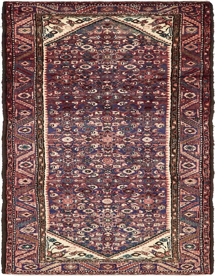 Detail image of 3' 5 x 9' 8 Hand Knotted Hossainabad Persian Wool Runner Rug