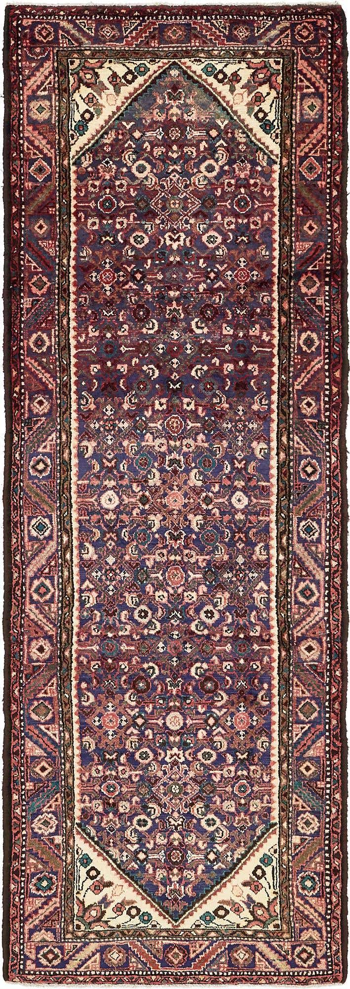 3' 5 x 9' 8 Hand Knotted Hossainabad Persian Wool Runner Rug