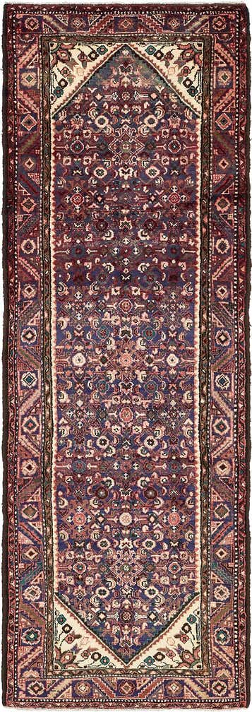 3' 5 x 9' 8 Hand Knotted Hossainabad Persian Wool Runner Rug