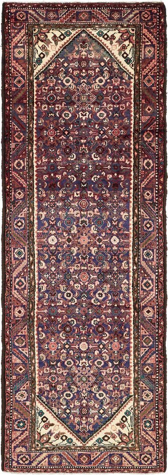 Detail image of 3' 5 x 9' 8 Hand Knotted Hossainabad Persian Wool Runner Rug
