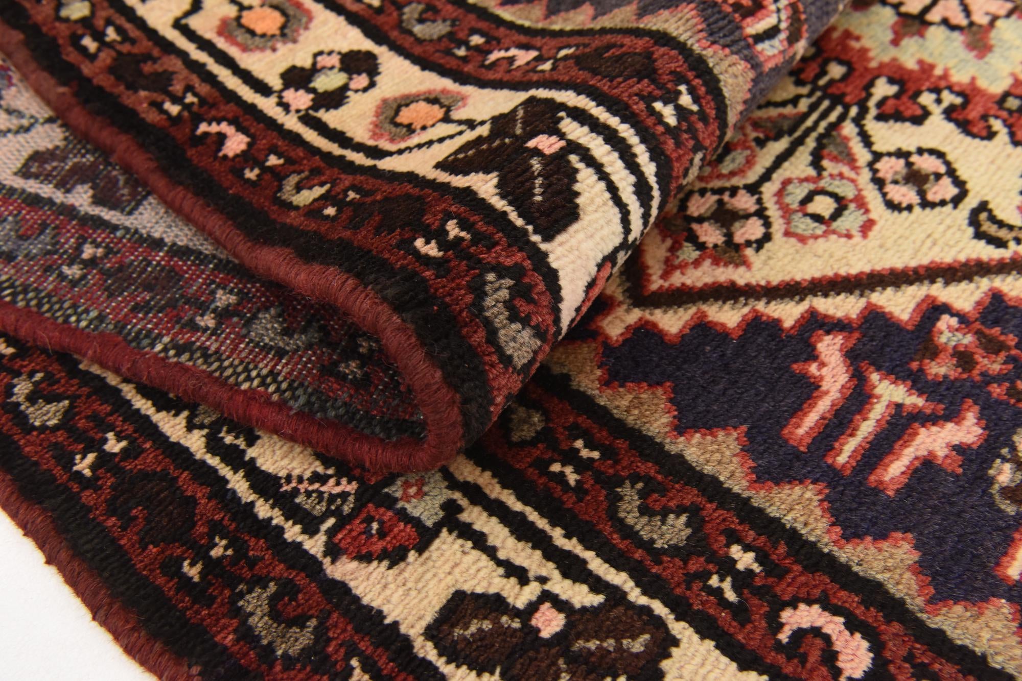 3' 6 x 10' Hand Knotted Hossainabad Persian Wool Runner Rug