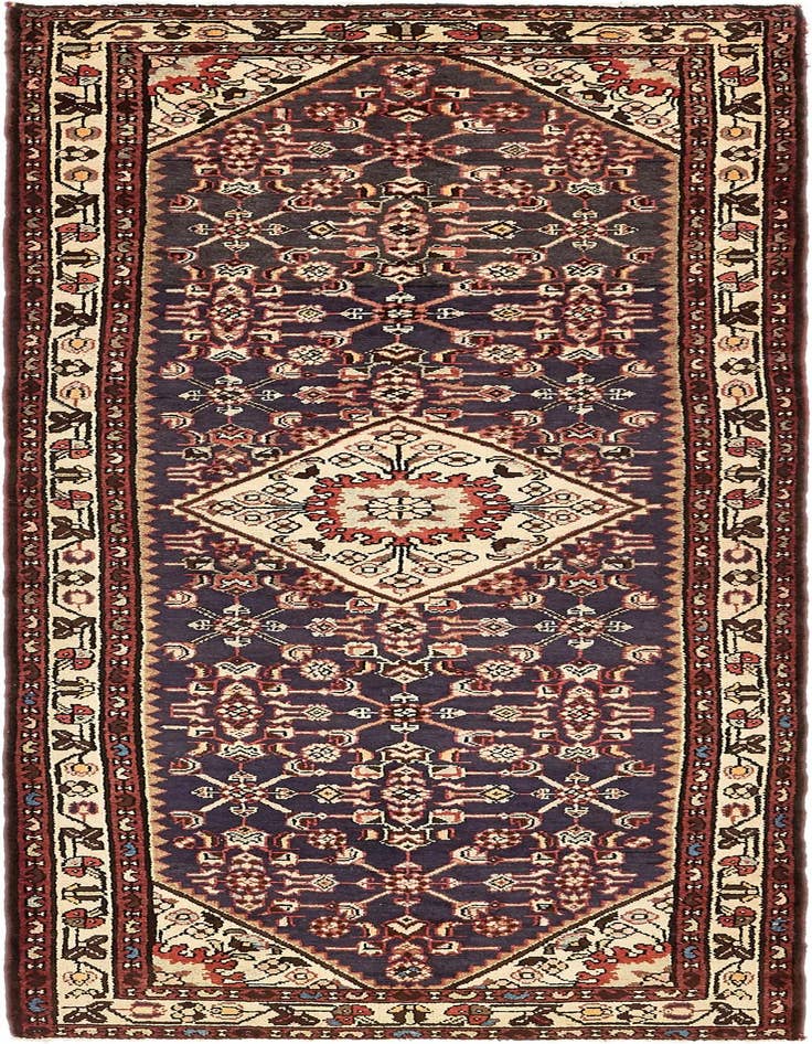 Detail image of 3' 6 x 10' Hand Knotted Hossainabad Persian Wool Runner Rug