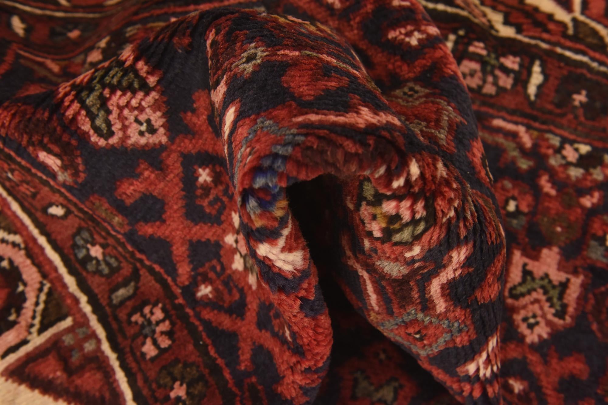3' 9 x 9' 9 Hand Knotted Hossainabad Persian Wool Runner Rug