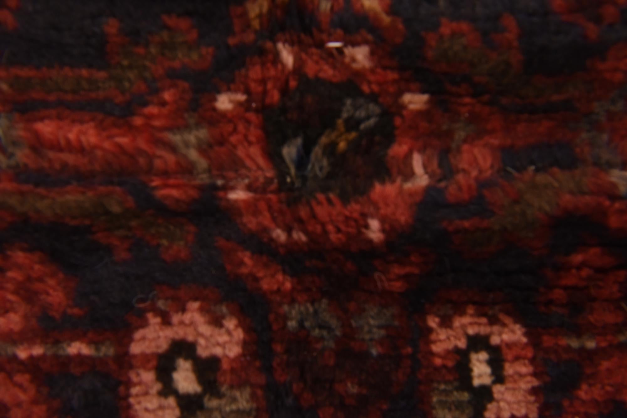 3' 9 x 9' 9 Hand Knotted Hossainabad Persian Wool Runner Rug