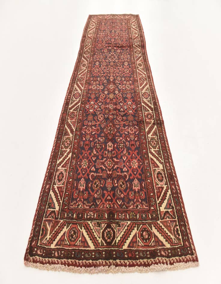 Detail image of 3' 9 x 9' 9  Hand Knotted Hossainabad Persian Wool Runner Rug