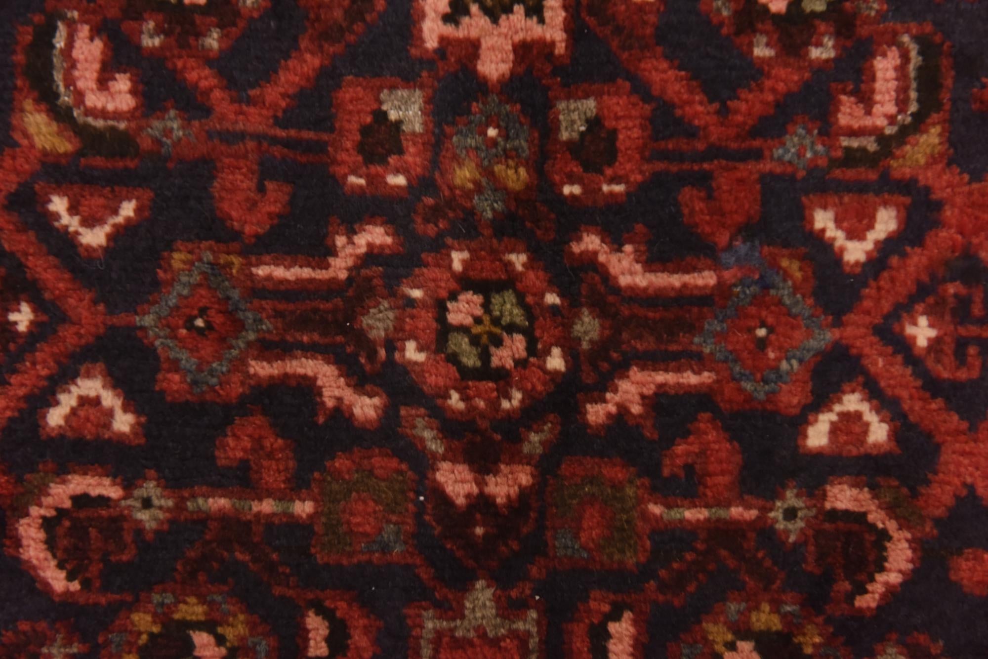 3' 9 x 9' 9 Hand Knotted Hossainabad Persian Wool Runner Rug