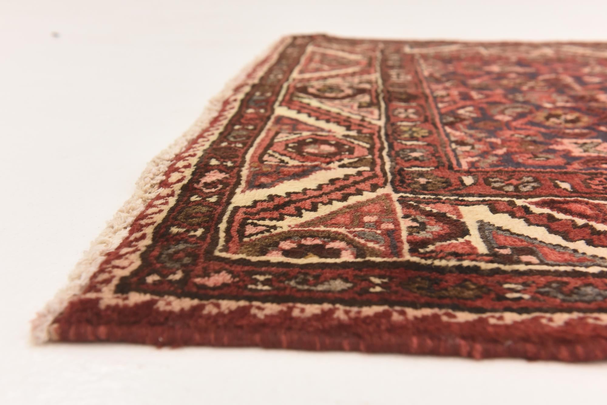 3' 9 x 9' 9 Hand Knotted Hossainabad Persian Wool Runner Rug