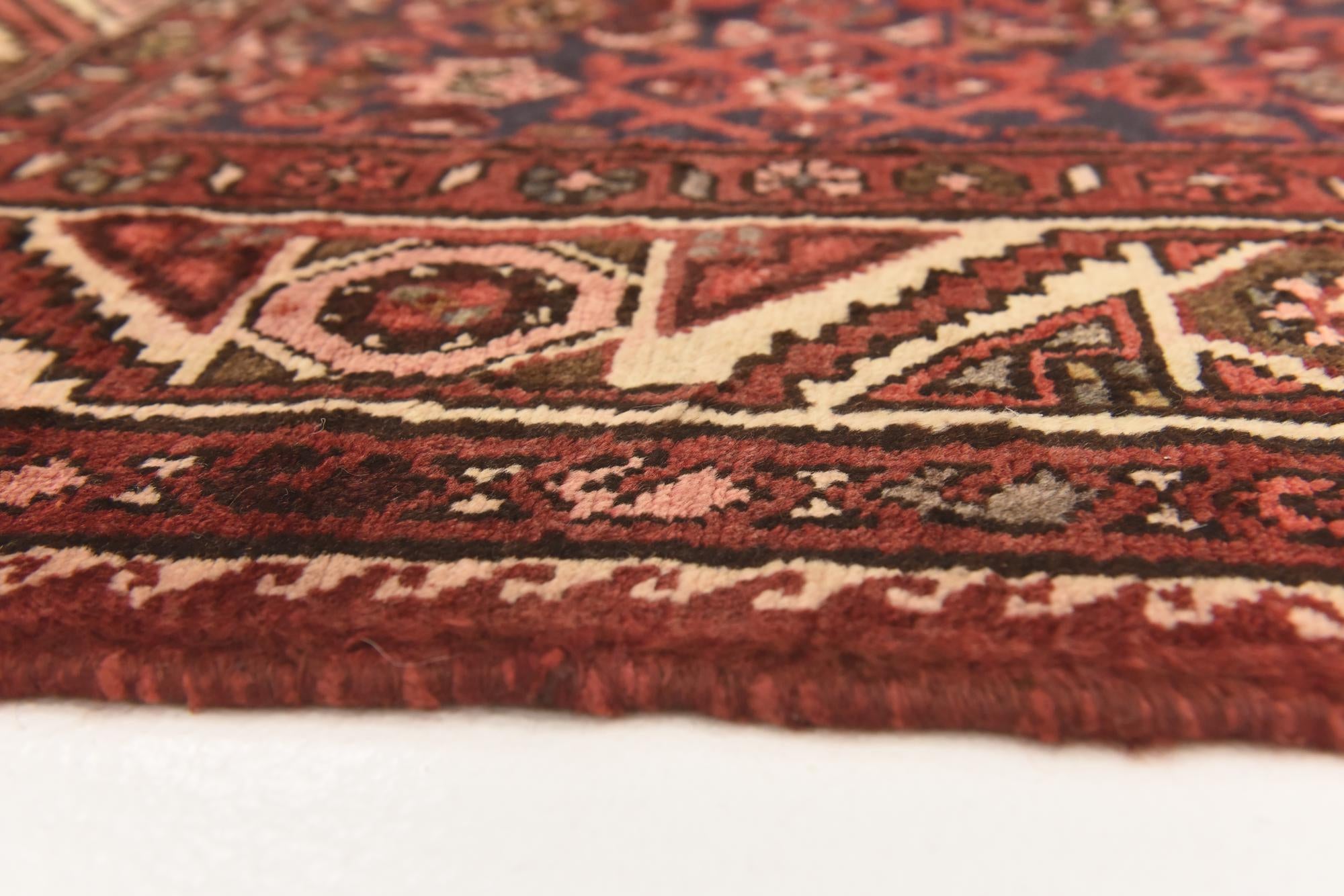 3' 9 x 9' 9 Hand Knotted Hossainabad Persian Wool Runner Rug