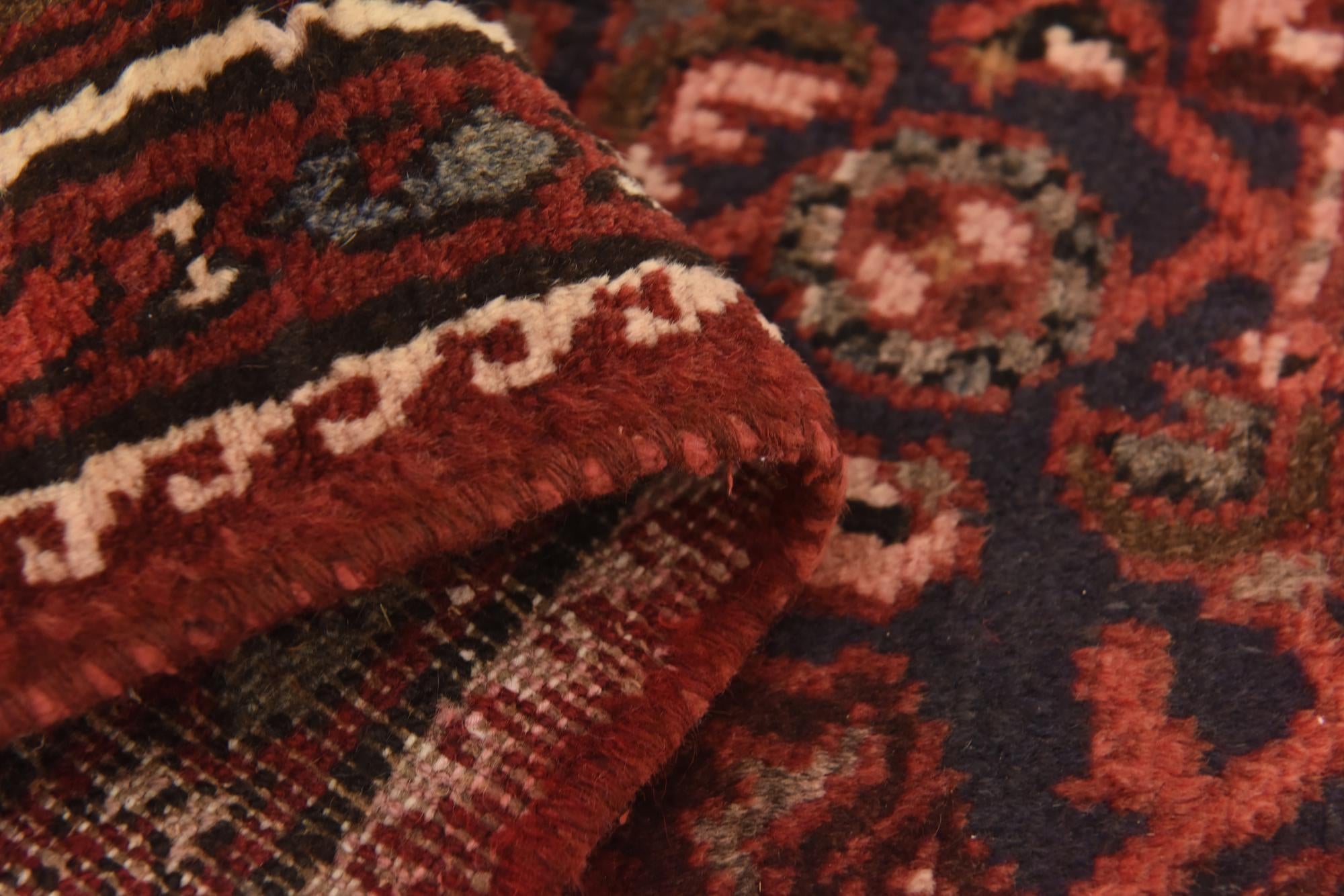 3' 9 x 9' 9 Hand Knotted Hossainabad Persian Wool Runner Rug