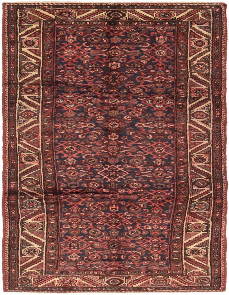 Detail image of 3' 9 x 9' 9 Hand Knotted Hossainabad Persian Wool Runner Rug