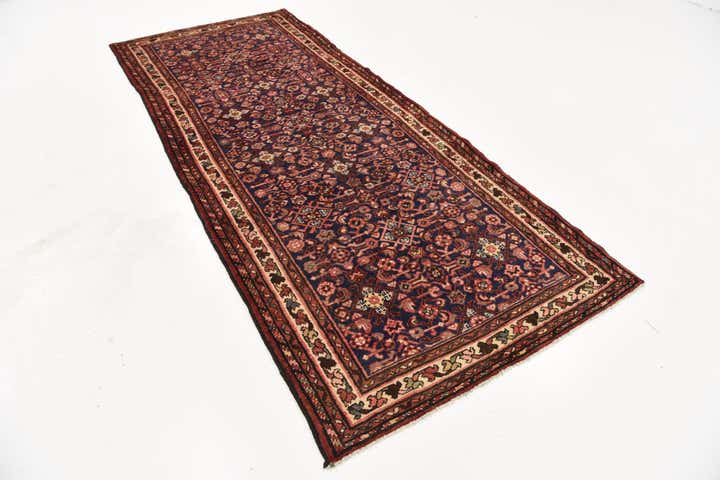 3' 10 x 9' 8 Hand Knotted Hossainabad Persian Wool Runner Rug