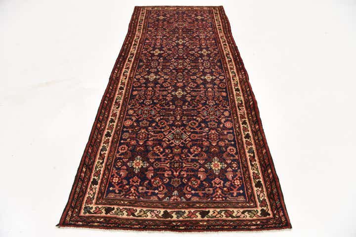 3' 10 x 9' 8 Hand Knotted Hossainabad Persian Wool Runner Rug