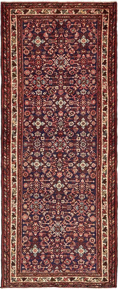 3' 10 x 9' 8 Hand Knotted Hossainabad Persian Wool Runner Rug