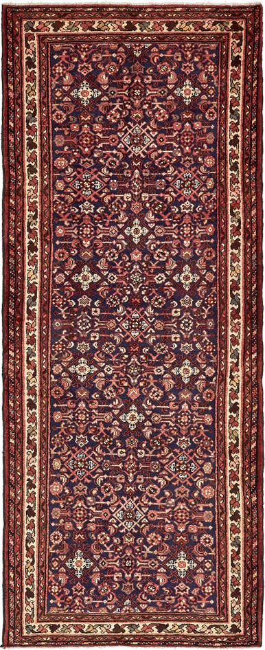 Detail image of 3' 10 x 9' 8 Hand Knotted Hossainabad Persian Wool Runner Rug