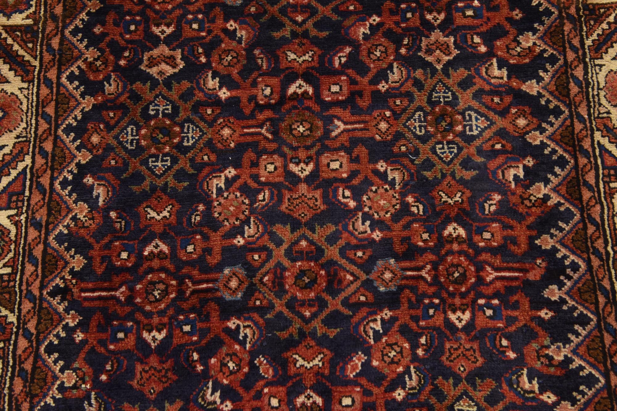 3' 7 x 10' 8 Hand Knotted Hossainabad Persian Wool Runner Rug