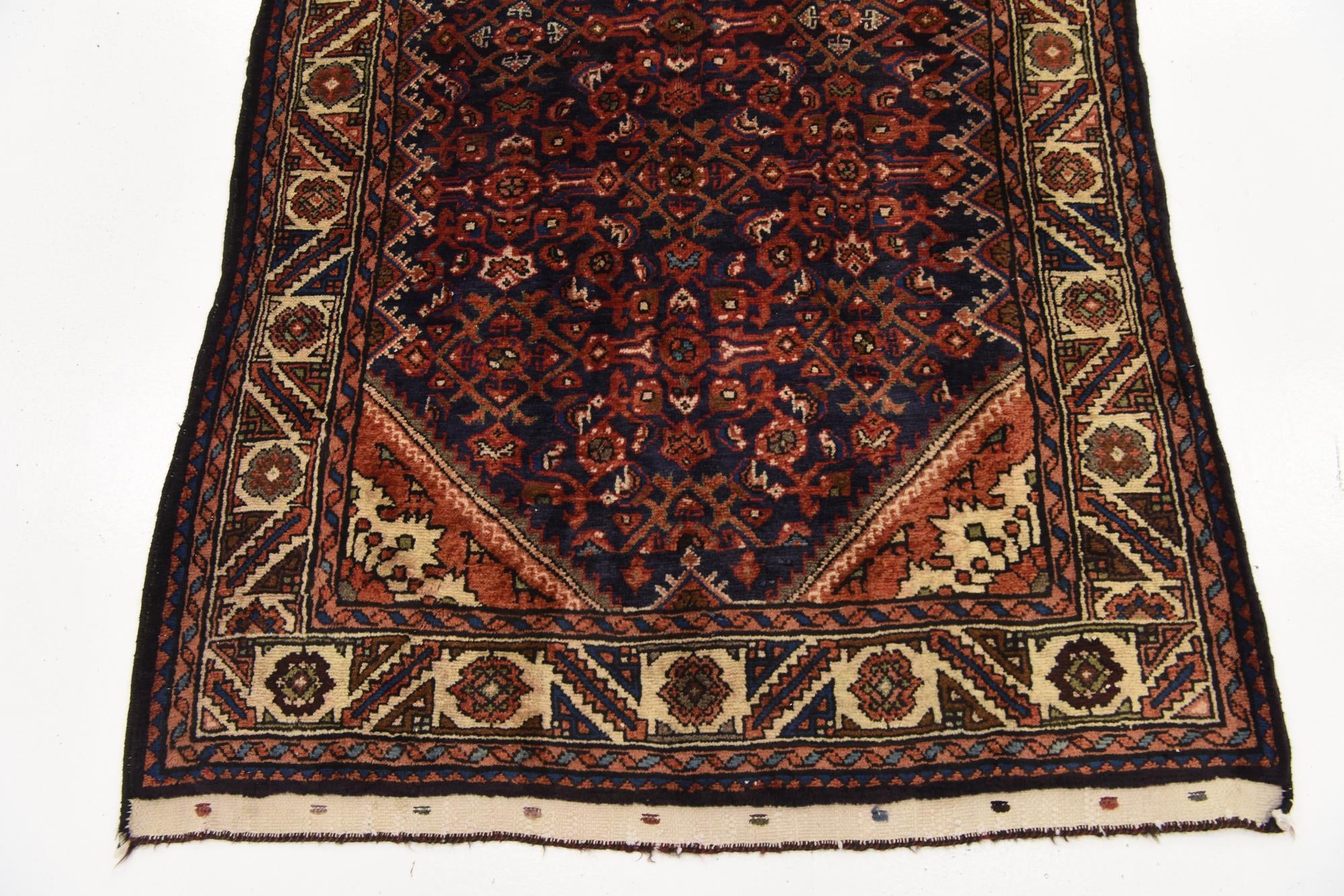 3' 7 x 10' 8 Hand Knotted Hossainabad Persian Wool Runner Rug