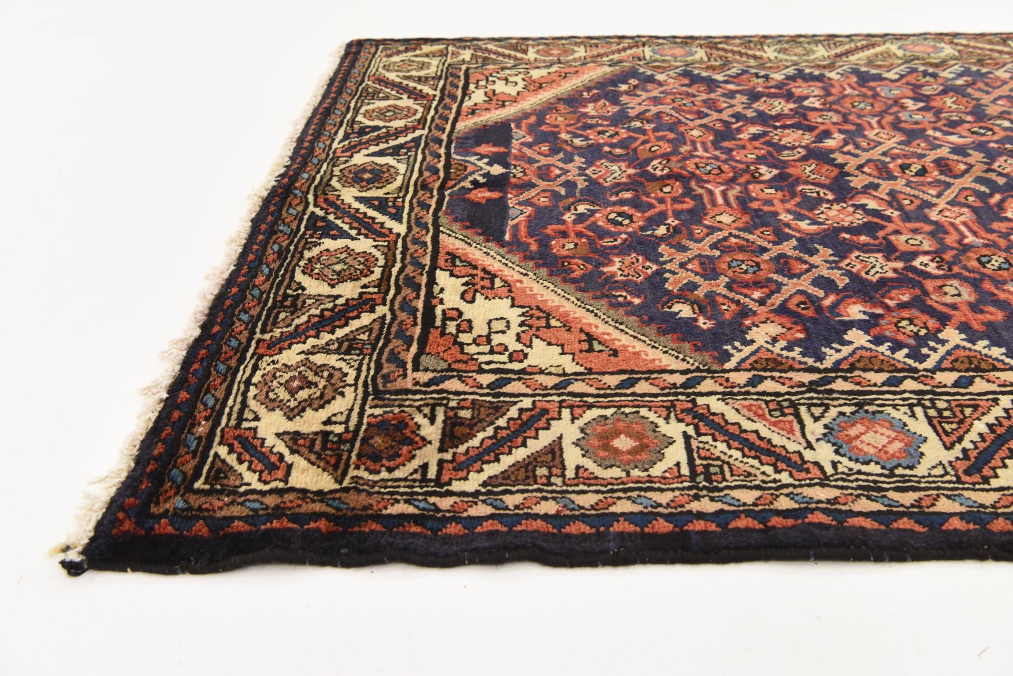 3' 7 x 10' 8 Hand Knotted Hossainabad Persian Wool Runner Rug